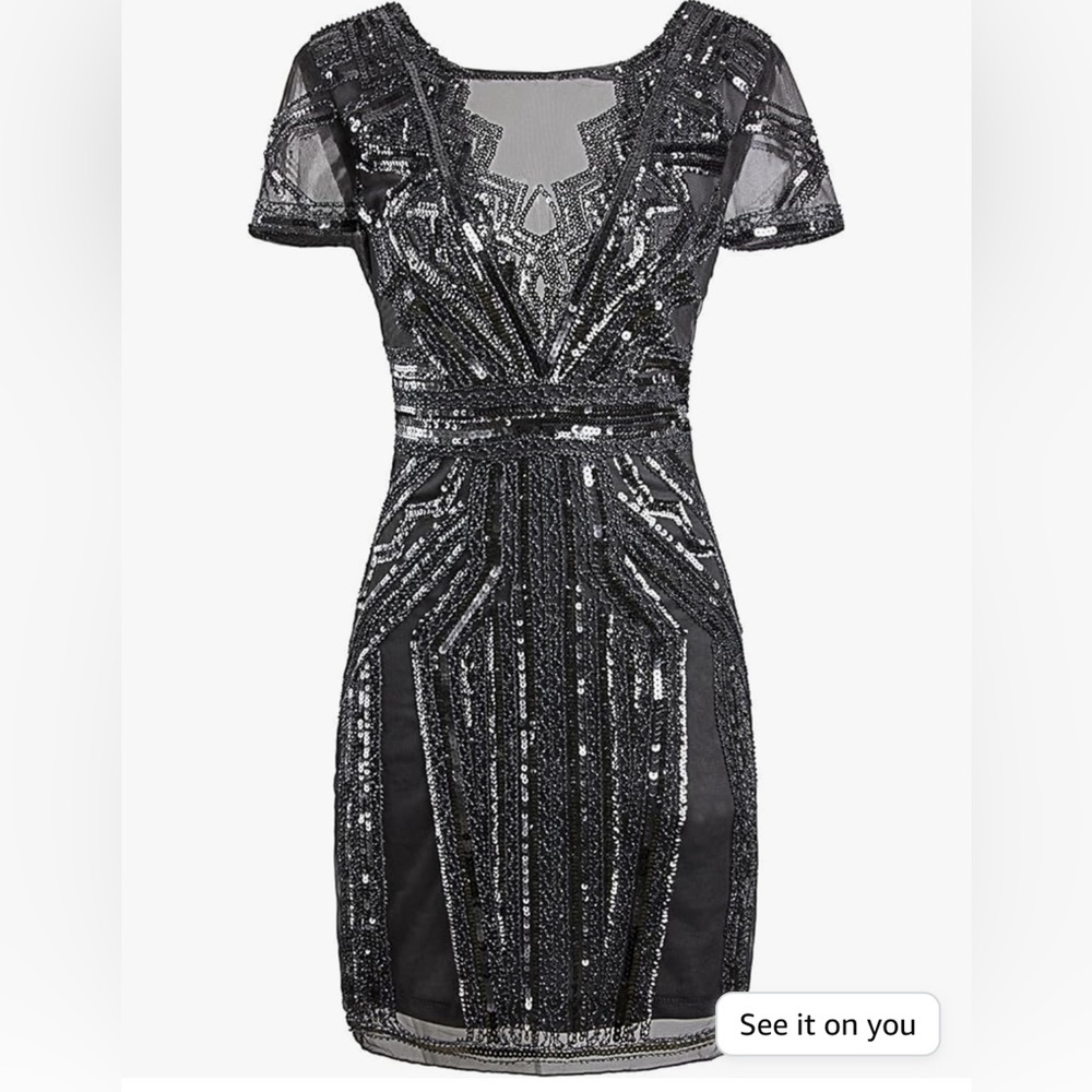 2/$30 V Neck Sequin Cocktail Flapper New Years Dress